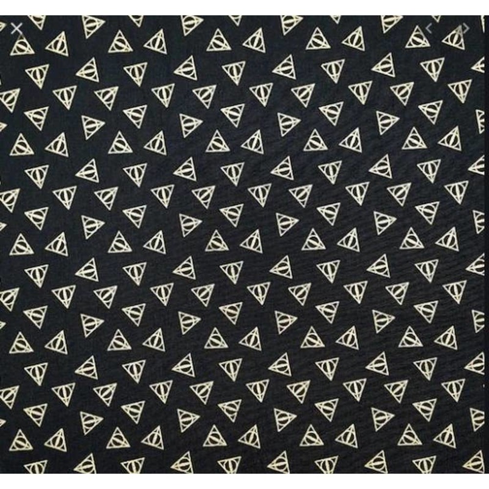 Deathly Hollow Gold/ Black Cotton Fabric